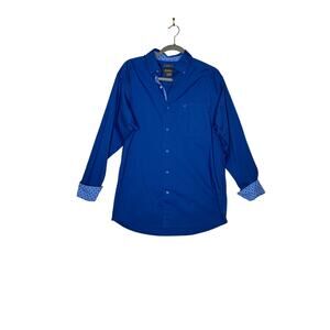 Ariat mens size M shirt blue flip cuffs button down stretch office preppy